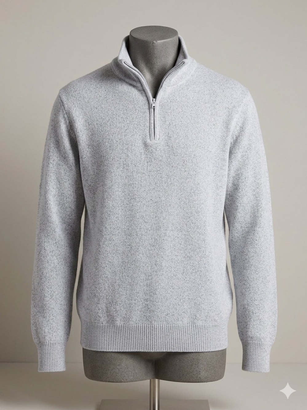 Light Gray Quarter-Zip Men's Sweater